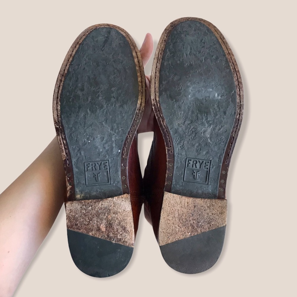 Frye Anna Short Cognac Leather Pull On Cute Boots - Picture 12 of 14